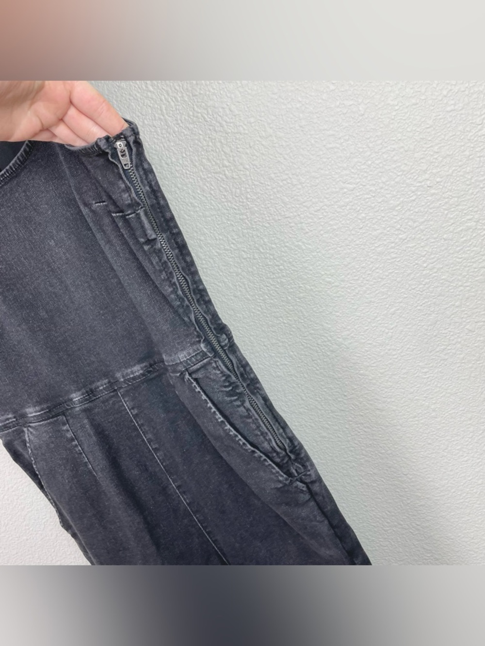 Free People Women's Large Scarlett Black Denim Jumpsuit One Piece Sleeveless - Picture 9 of 16